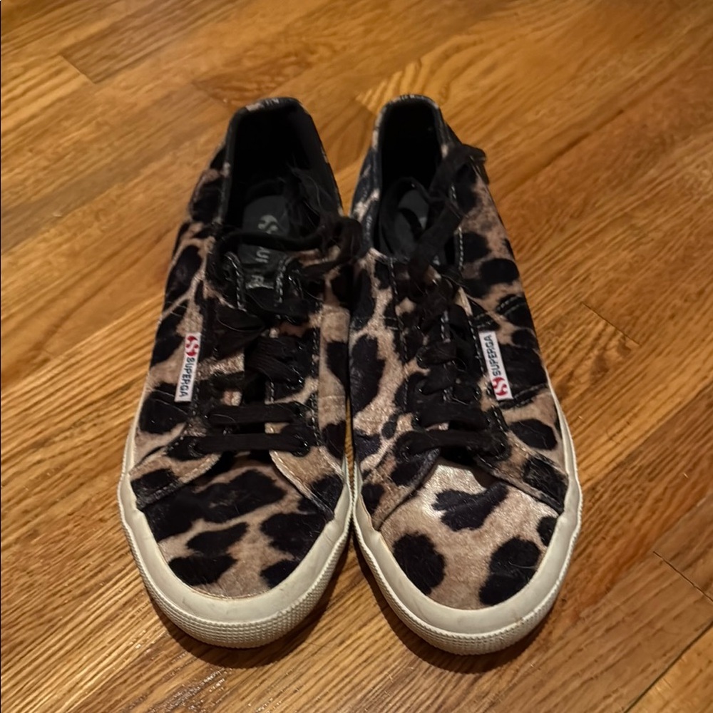 Superga velvet Leopard Print tennis shoes